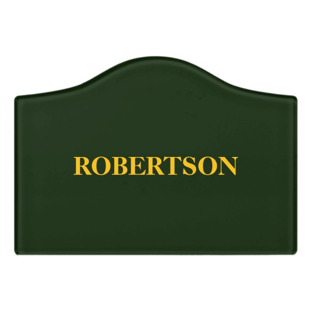 Green minimalist custom name  door sign (Small Crest Front)