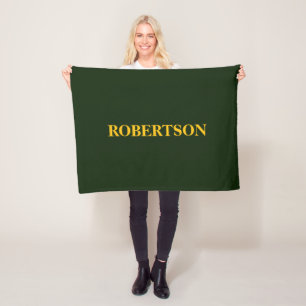 Green minimalist custom name fleece blanket