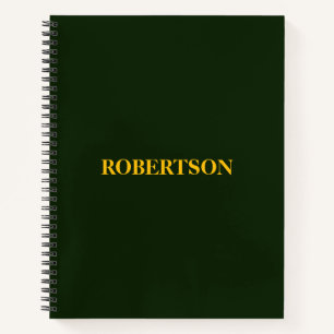 Green minimalist custom name  notebook