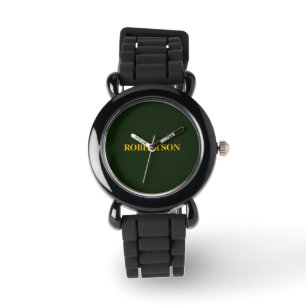 Green minimalist custom name watch