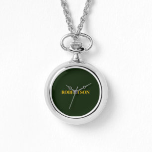 Green minimalist custom name watch