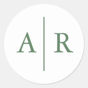 Green Minimalist Elegant Envelope Seal, Wedding Classic Round Sticker