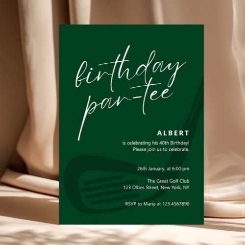 Green Minimalist Golf Birthday Partee