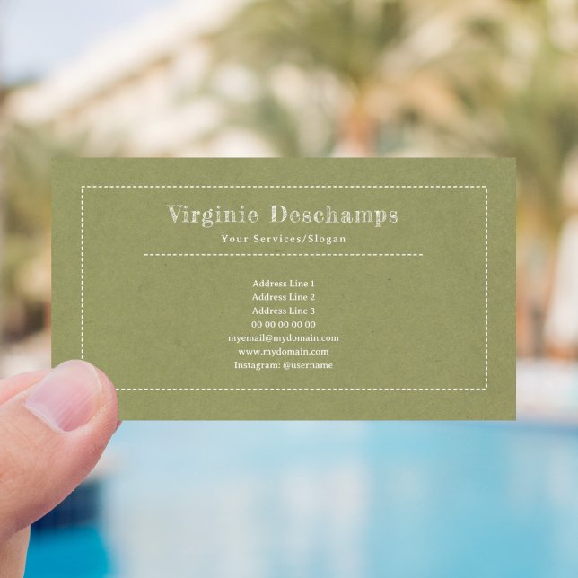 Green Minimalist Kraft Rustic Business Card (Kraft & Rustic Green Business Card)