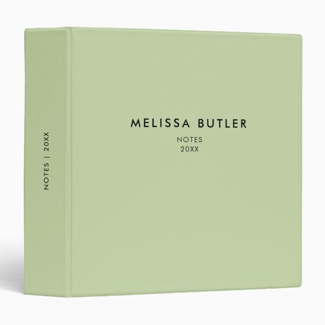 Green Minimalist Modern 3 Ring Binder (Front/Spine)