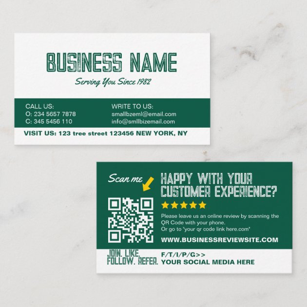 Green minimalist modern QR Code Business Card