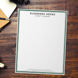 Green Minimalist Personalized Business Stationery, Letterhead