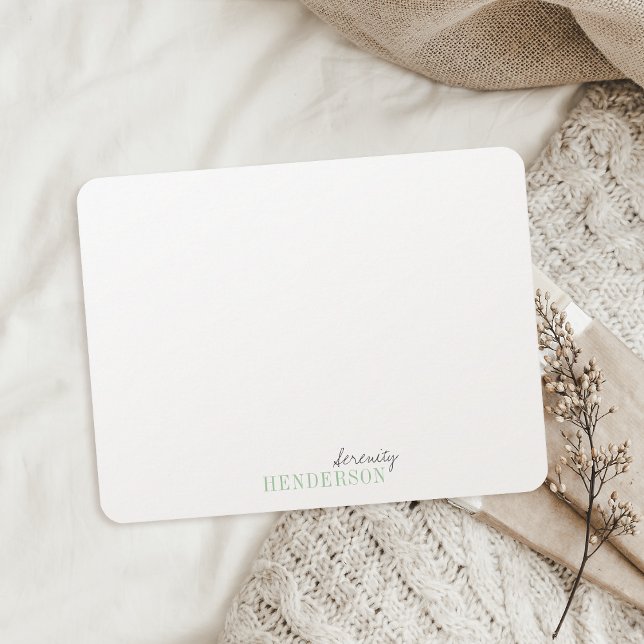 Green Minimalist personalized stationery Note Card (Green Minimalist personalized stationery Note Card)