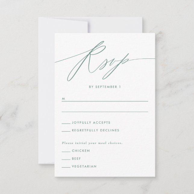 Green Minimalist Script Response Card (Front)