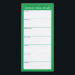 Green Minimalist Simple Family Meal Planning Magnetic Notepad<br><div class="desc">Write your dinners on this magnetic note pad for an easy way to plan out the week's meals and stick it up on your fridge, pantry door or command center. The simple, modern layout in fresh green, black and white with sans serif fonts will appeal to every visually organized meal...</div>