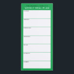 Green Minimalist Simple Family Meal Planning Magnetic Notepad<br><div class="desc">Write your dinners on this magnetic note pad for an easy way to plan out the week's meals and stick it up on your fridge, pantry door or command center. The simple, modern layout in fresh green, black and white with sans serif fonts will appeal to every visually organized meal...</div>