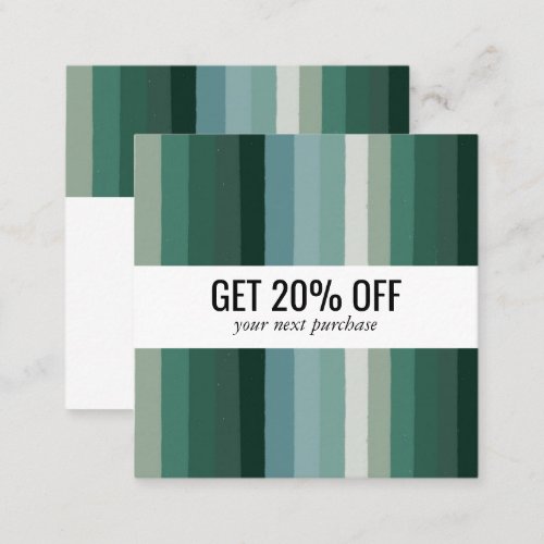 Green Minimalist Stripes Handmade  Discount Card