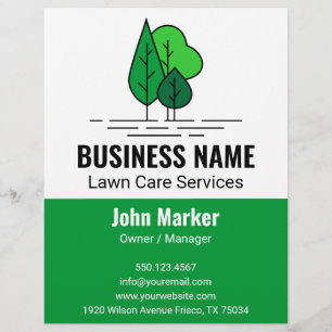 Green Minimalist Tree Landscaping Lawn Care Flyer