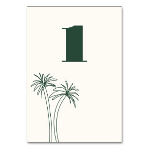 Green Minimalist Tropics Wedding Table Number