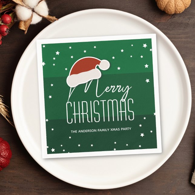 Green Minimalist Typography Merry Christmas Party Napkins (Creator Uploaded)