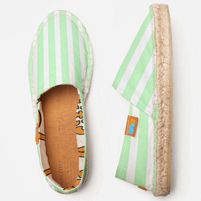 Green Mint And White Stripes Espadrilles Shoes (Side)