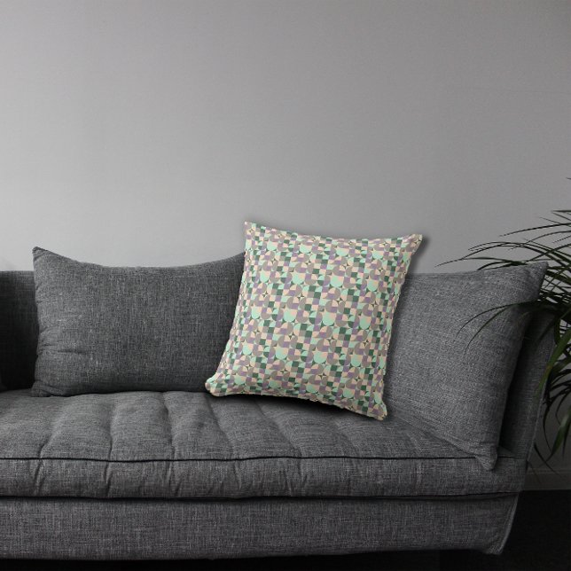 Green mint beige abstract geometric pattern throw pillow (Creator Uploaded)
