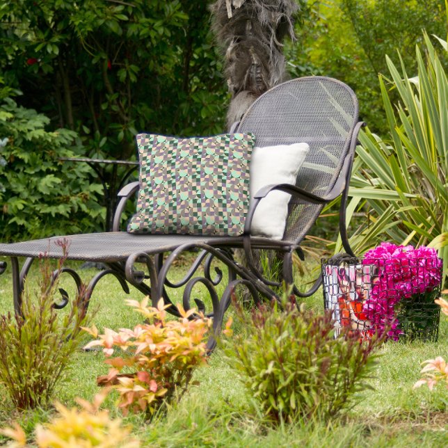 Green mint beige abstract geometric pattern throw pillow (Creator Uploaded)