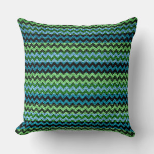 Green Mint Chevron Stripes Pattern Throw Pillow
