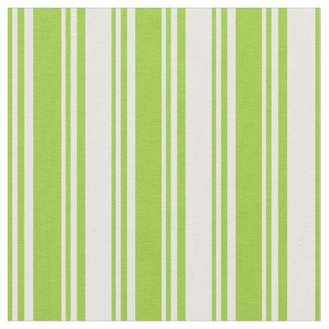 Green & Mint Cream Colored Stripes Pattern Fabric (Close Up)