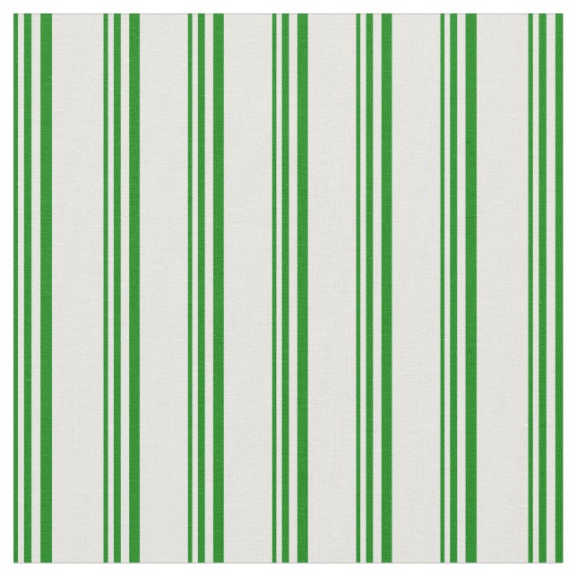 Green & Mint Cream Stripes Pattern Fabric (Close Up)