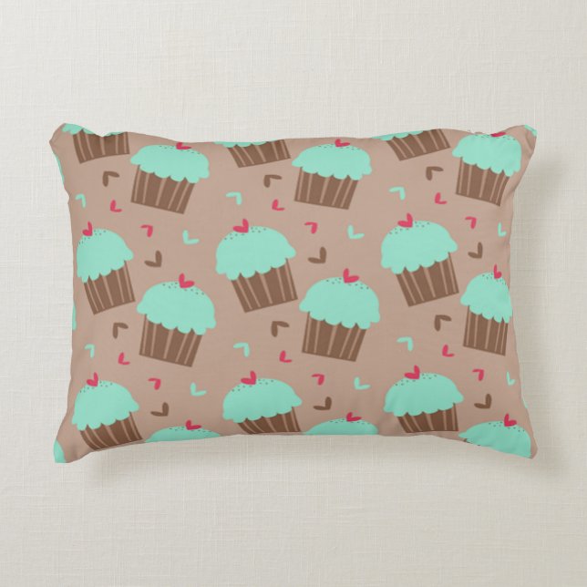 Green Mint Cupcake Decorative Pillow (Front)