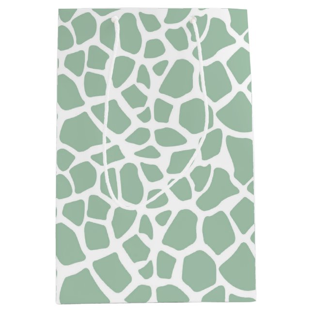 Green Mint Giraffe Print Medium Gift Bag (Front)