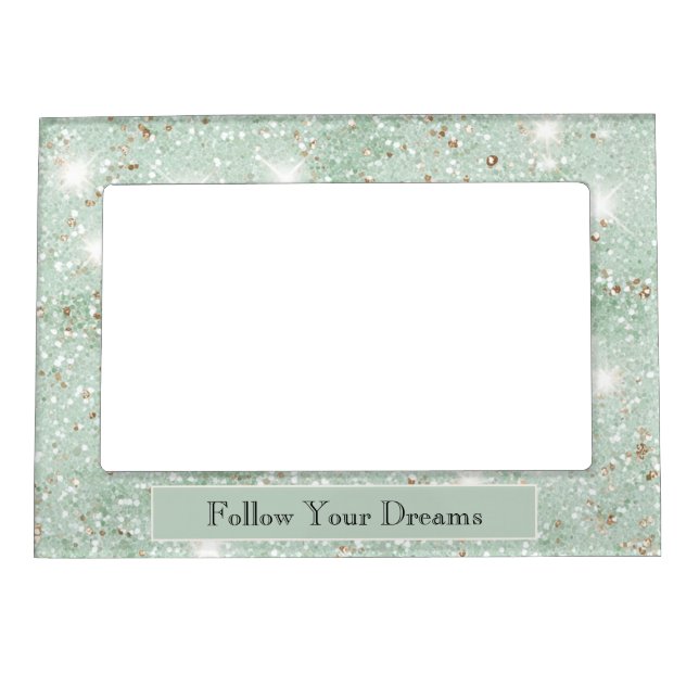 Green Mint Glitter Dreams Magnetic Frame (Front)