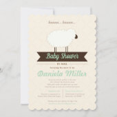 Green Mint Little Lamb Baby Shower by Mail Invitation (Front)
