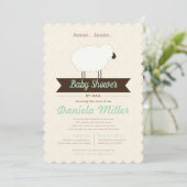 Green Mint Little Lamb Baby Shower by Mail Invitation (Standing Front)