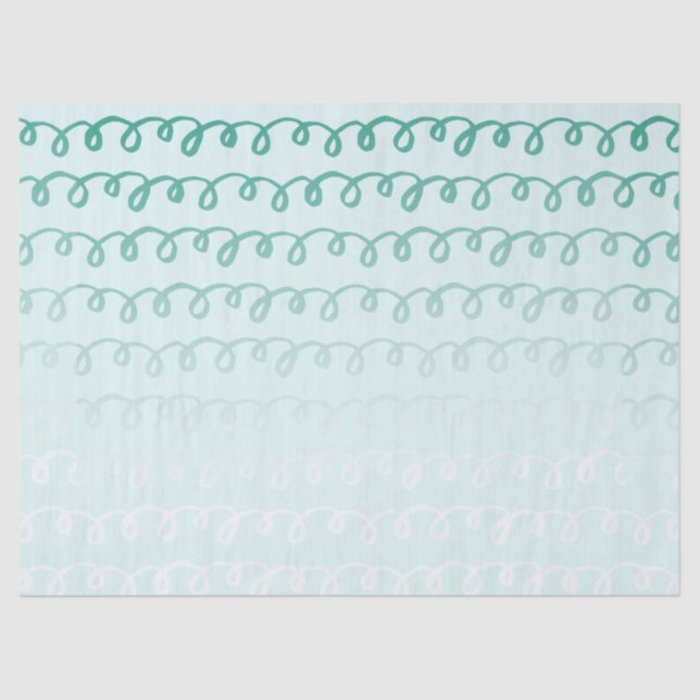 Green Mint Squiggle Ombre Tissue Paper (Front)