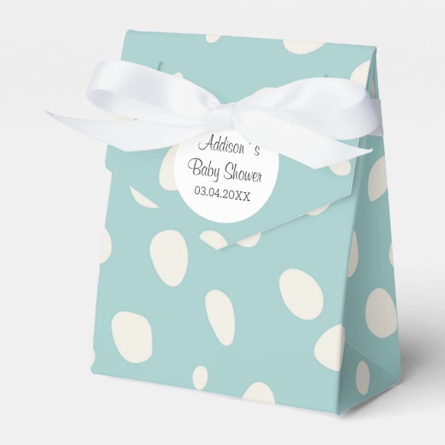 Green-Mint & White Polka Dots Baby Shower Favor Boxes (Front Side)