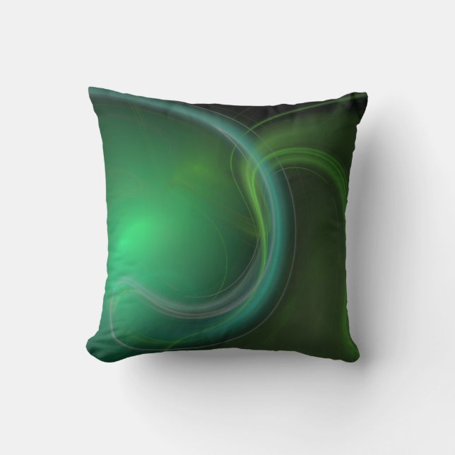 Green Mist Fractal Throw Pillow (Front)