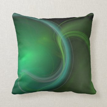 Green Mist Fractal Throw Pillow