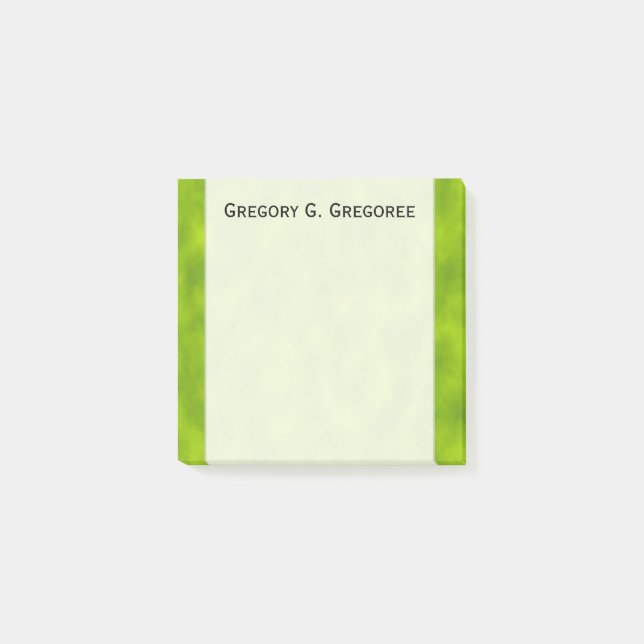 Green Mist/Haze/Fog-Like Pattern + Custom Name Post-it Notes (Front)