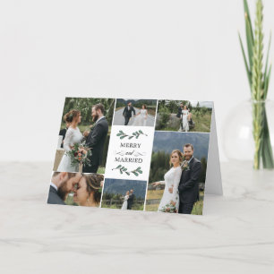 Green Mistletoe Merry Married Christmas Thank You Card