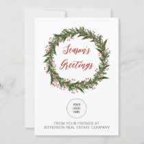 Green Mistletoe Wreath Company Logo Business  Holiday Card