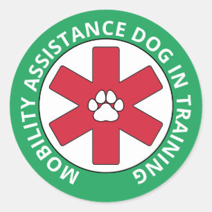 Green Mobility Assistance Service Dog In Training Classic Round Sticker