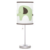 Green Mod Elephant White with Dark Brown Trim Table Lamp (Right)