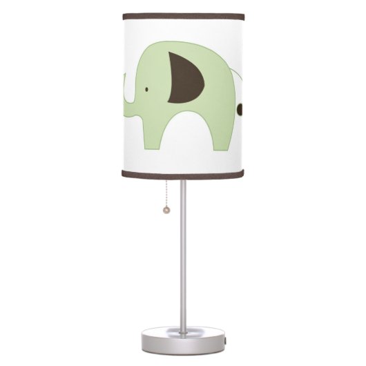 Green Mod Elephant White with Dark Brown Trim Table Lamp (Right)