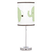 Green Mod Elephant White with Dark Brown Trim Table Lamp (Back)
