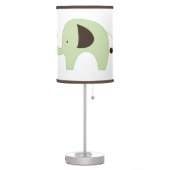 Green Mod Elephant White with Dark Brown Trim Table Lamp (Left)