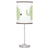 Green Mod Elephant White with Dark Brown Trim Table Lamp (Front)