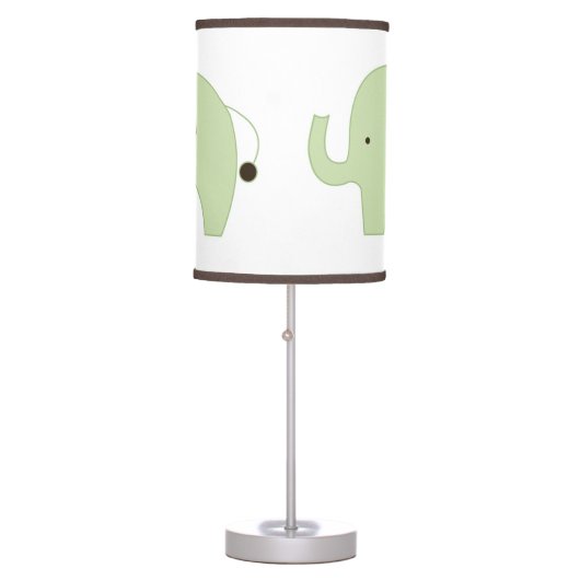 Green Mod Elephant White with Dark Brown Trim Table Lamp (Front)