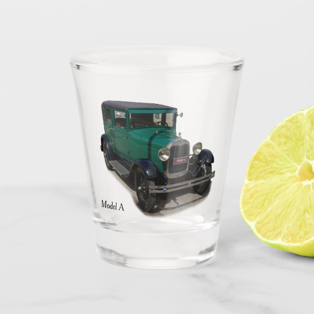 Green Model A shot glass (Front)