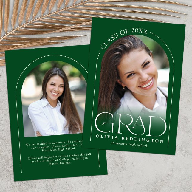 Green Modern 2 Photo Arch Graduation Announcement (Creator Uploaded)