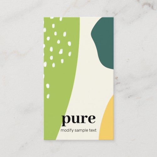 Green Modern Abstract Painted Art Shapes Business Card