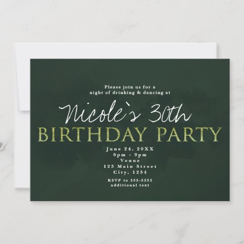 Green Modern Any Age Birthday Party Invitation