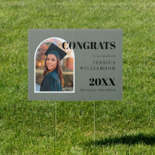 Green Modern Arch Photo Congrats Graduation Sign