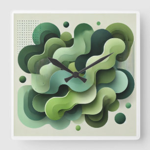 Green modern art deco abstract Wall Clock